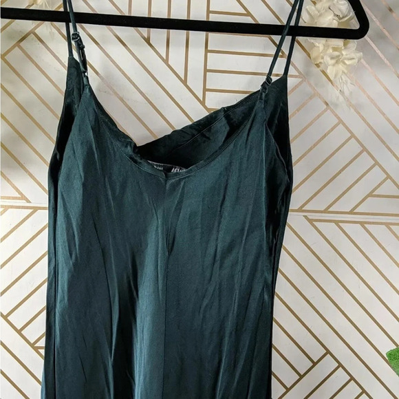 Zara Women's Emerald Green Cowl Neck Slip Midi Dress Sleeveless Size large - Picture 5 of 12
